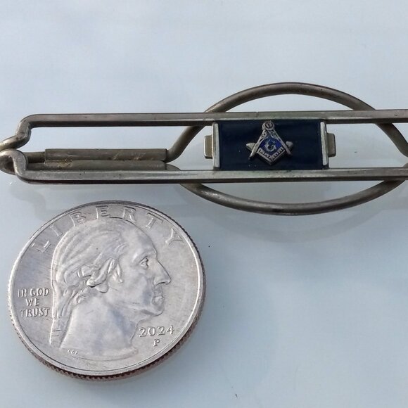 Swank Klip Masonic on Onyx Ground Neck Tie Bar Freemasonry - Picture 10 of 15